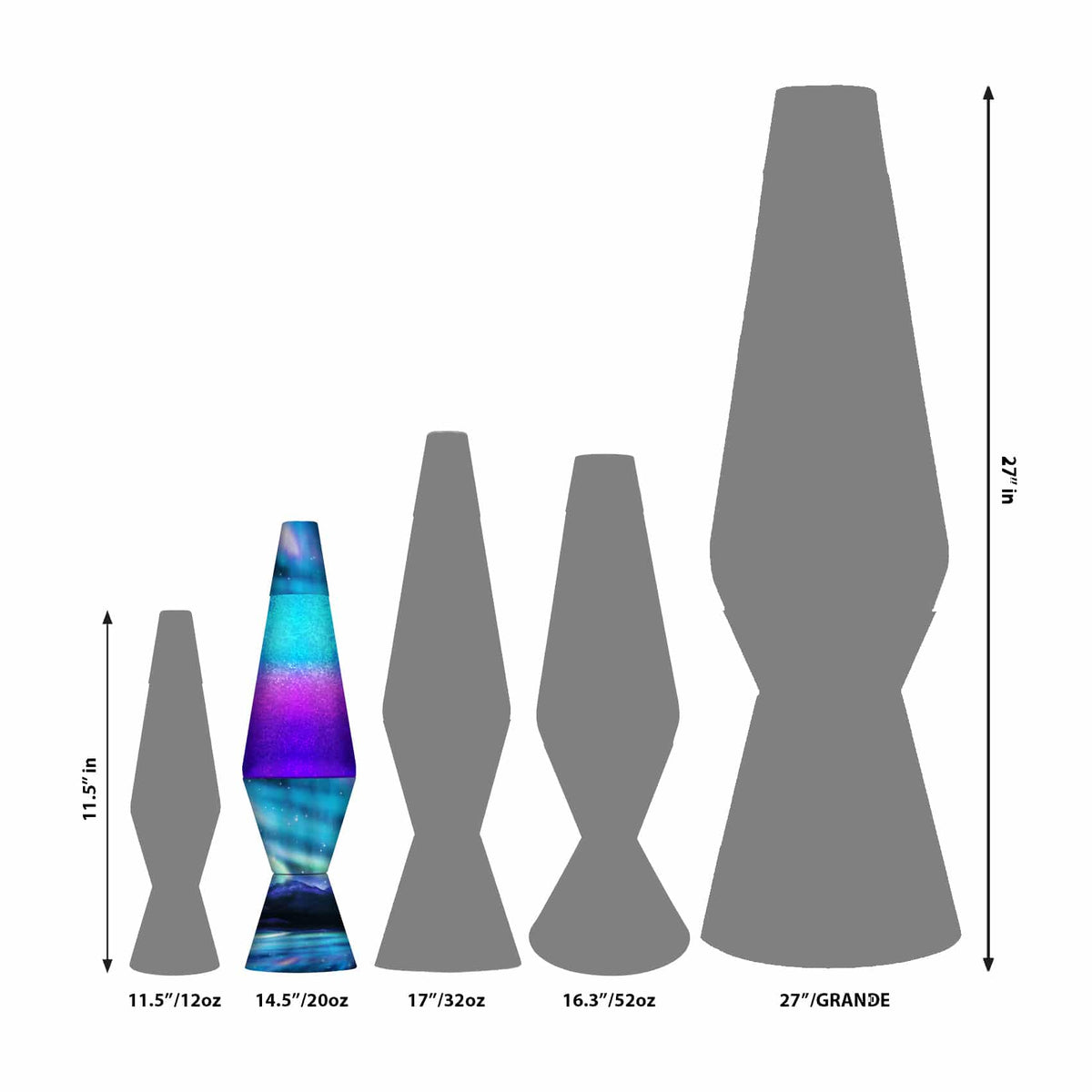 14.5″ LAVA LAMP COLORMAX NORTHERN LIGHTS – GLITTER - US 7426